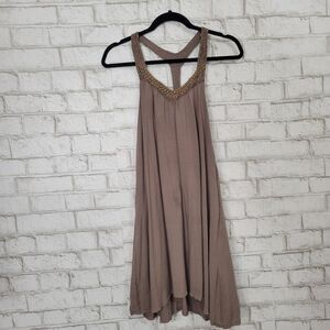 Art Gecko brown beaded cute tank/dress